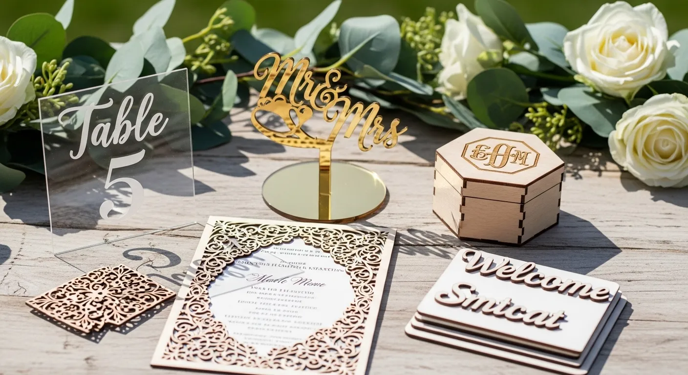 6 professional wedding laser cut templates.